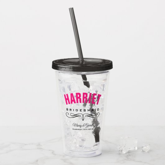 PERSONALIZED BRUIDSMAID TROUWFEEST ACRYL DRINKBEKER (Voorkant ijs)