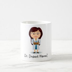 Personalized Brunette Doctor Vrouw Koffiemok