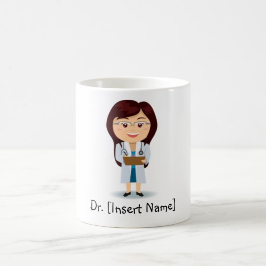 Personalized Brunette Doctor Vrouw Koffiemok (Center)