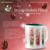Personalized Brushstrokes Floral Design  Tweekleurige Koffiemok
