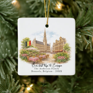 Personalized Brussels Belgium Travel Photo Keramisch Ornament