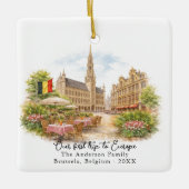Personalized Brussels Belgium Travel Photo Keramisch Ornament (Voorkant)