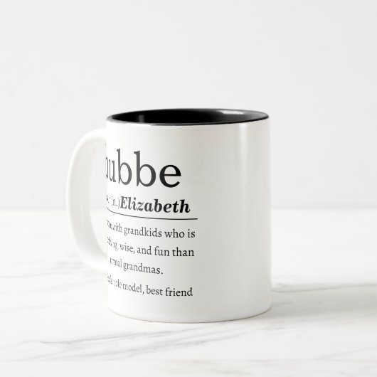 Personalized Bubbe Definition Tweekleurige Koffiemok (Voorkant links)