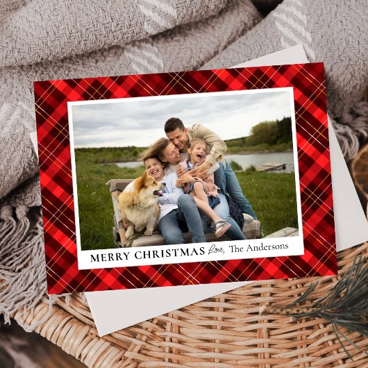 Personalized Buffalo Plaid Christmas Family Photo Feestdagenkaart
