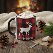 Personalized Buffalo Plaid Deer Family Name Mug Gi Mok