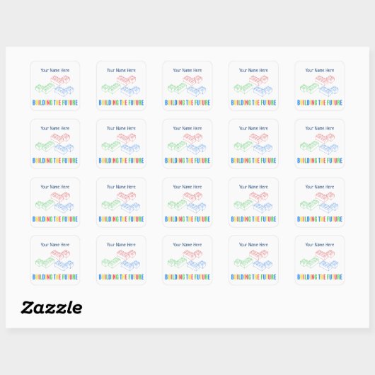 Personalized Building Bricks Vierkante Sticker (Vel)