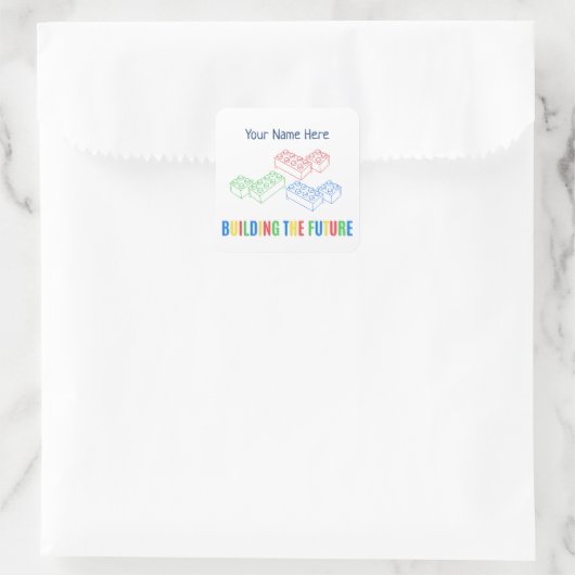 Personalized Building Bricks Vierkante Sticker (Tas)