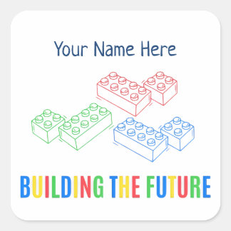 Personalized Building Bricks Vierkante Sticker