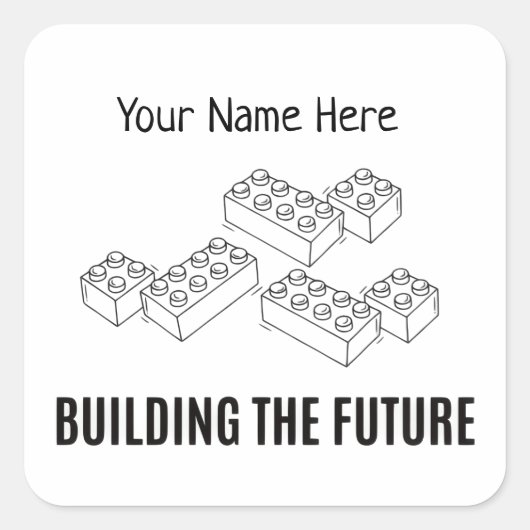 Personalized Building Bricks Vierkante Sticker (Voorkant)