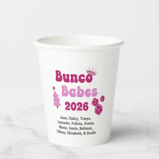 Personalized Bunco Babe Papieren Bekers (Voorkant)
