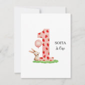 Personalized Bunny 1st Birthday Cards for Girl Feestdagenkaart (Voorkant)