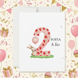 Personalized Bunny 2nd Birthday Card My Daughter Feestdagenkaart