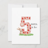 Personalized Bunny 5th Birthday Card for Girls Feestdagenkaart (Voorkant)