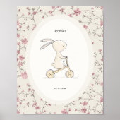 Personalized Bunny Art – Name Date Birth Nursery Poster (Voorkant)