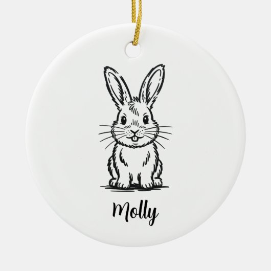 Personalized Bunny Christmas Keramisch Ornament (Voorkant)
