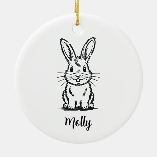 Personalized Bunny Christmas Keramisch Ornament (Achterkant)