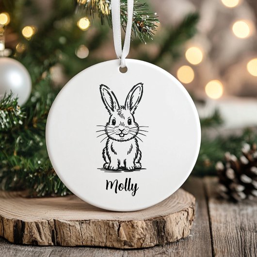 Personalized Bunny Christmas Keramisch Ornament