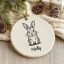 Personalized Bunny Christmas Keramisch Ornament