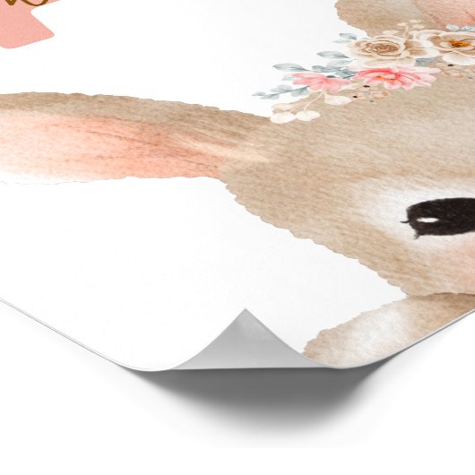 Personalized Bunny Initial Nursery Wall Art Waterc Poster (Hoek)