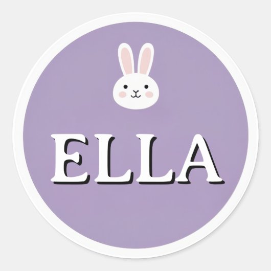 Personalized Bunny Name Sticker – Cute Design  (Voorkant)