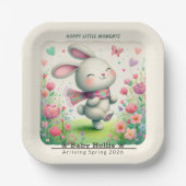 Personalized Bunny Paper Party Plates Papieren Bordje (Voorkant)