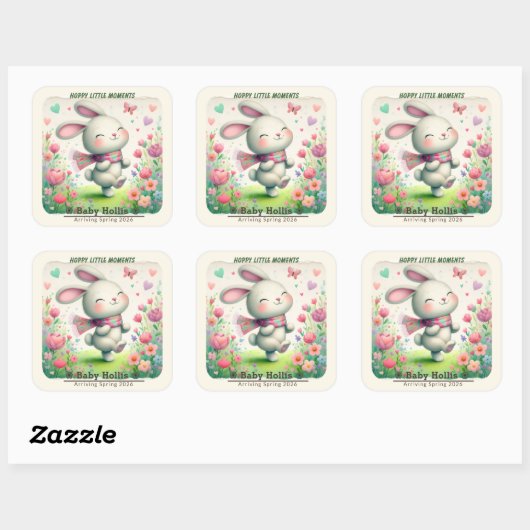 Personalized Bunny Party Stickers (Vel)
