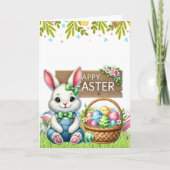 Personalized Bunny-Themed Easter Card  Kaart (Voorkant)