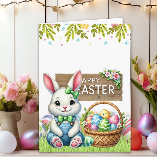 Personalized Bunny-Themed Easter Card  Kaart