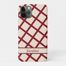 Personalized Burgundy Cream Lattice Elegant Chic Case-Mate iPhone Case