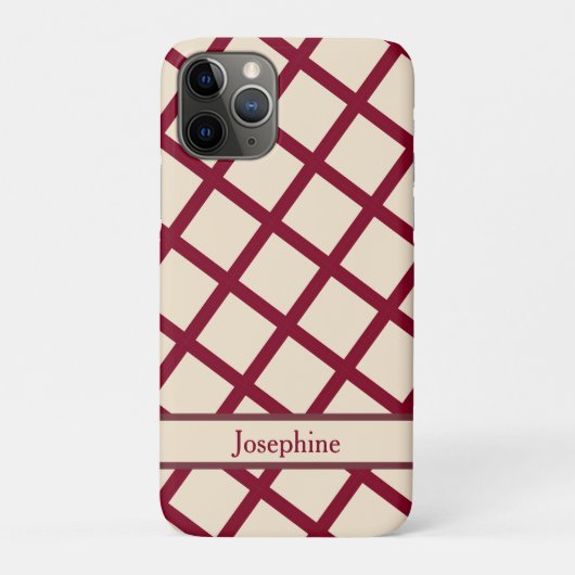 Personalized Burgundy Cream Lattice Elegant Chic Case-Mate iPhone Case (Achterkant)