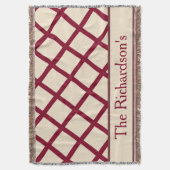 Personalized Burgundy Cream Lattice Elegant Chic Deken (Voorkant Verticaal)