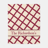 Personalized Burgundy Cream Lattice Elegant Chic Fleece Deken (Voorkant)