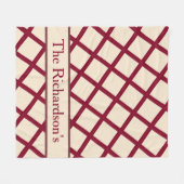 Personalized Burgundy Cream Lattice Elegant Chic Fleece Deken (Voorkant (Horizontaal))