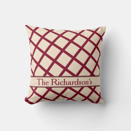 Personalized Burgundy Cream Lattice Elegant Chic Kussen