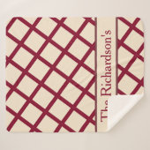 Personalized Burgundy Cream Lattice Elegant Chic Sherpa Deken (Voorkant (horizontaal))