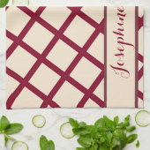 Personalized Burgundy Cream Lattice Elegant Chic Theedoek (Gevouwen)