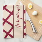 Personalized Burgundy Cream Lattice Elegant Chic Theedoek (Quarter Fold)