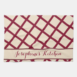 Personalized Burgundy Cream Lattice Elegant Chic Theedoek