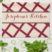 Personalized Burgundy Cream Lattice Elegant Chic Theedoek (Gevouwen)