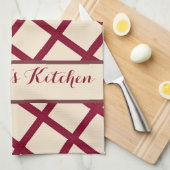 Personalized Burgundy Cream Lattice Elegant Chic Theedoek (Quarter Fold)