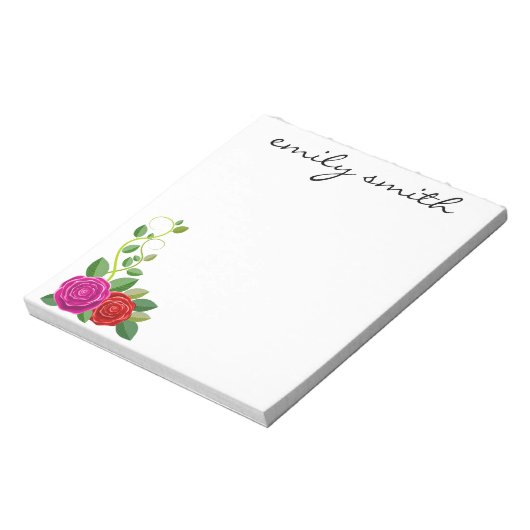 Personalized Burgundy Flower Roses Notitieblok (Linkerzijde)