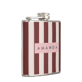 Personalized Burgundy & Ivory Stripe Heupfles (Rechts)