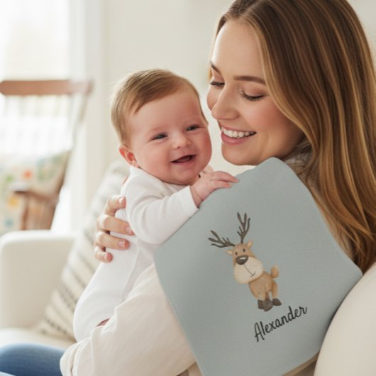 Personalized Burp Cloth with Moose Washandje
