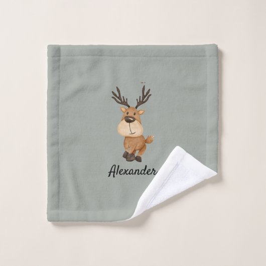 Personalized Burp Cloth with Moose Washandje (Wasdoekje)