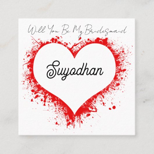 Personalized Business Card Heart Shape design Vierkante Visitekaartje (Voorkant)