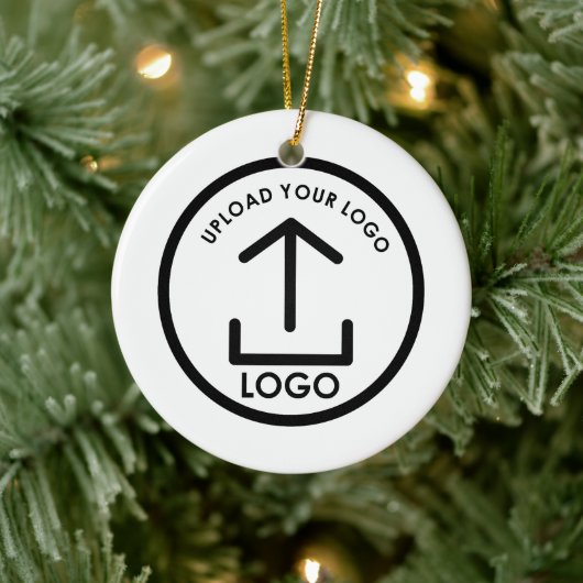 Personalized Business Custom Round Logo Christmas Keramisch Ornament (Boom)