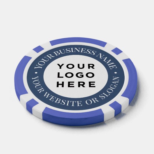 Personalized Business Logo and Text Elegant Blue Poker Chips (Enkel)