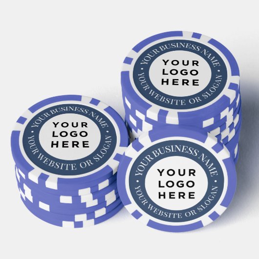 Personalized Business Logo and Text Elegant Blue Poker Chips (Opstapeling)