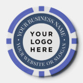Personalized Business Logo and Text Elegant Blue Poker Chips (Voorkant)