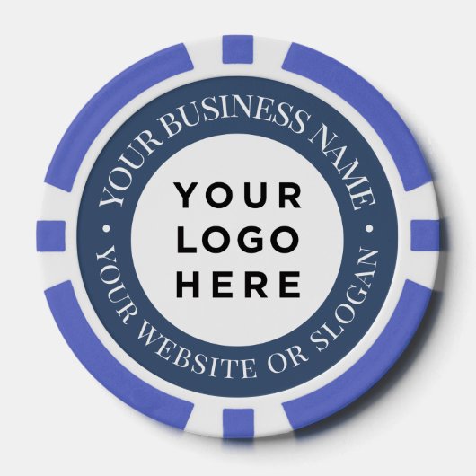 Personalized Business Logo and Text Elegant Blue Poker Chips (Voorkant)